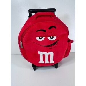 M&M's Red Character Plush Mini Rolling Backpack Trolley Toddler Kids Bag Travel